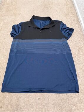 Calvin Klein Black and Navy Striped Men’s Polo